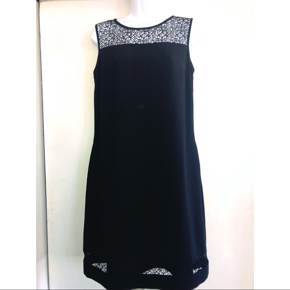 ANDREW MARC New York 4 Black Shift Crepe Cocktail Dress